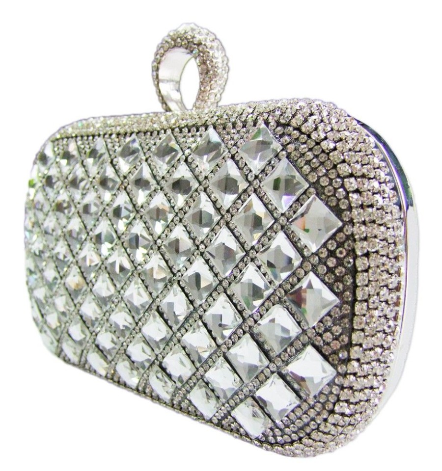 Damen Trachtenland Handtaschen | Elegante Damen Clutch Abendtasche "Mosaik" - Silber