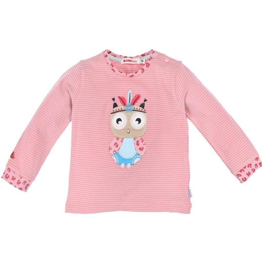 Madchen BONDI Fur´S Baby | Bondi Baby Langarmshirt "Eule" Gestreift 86511 | Rosa