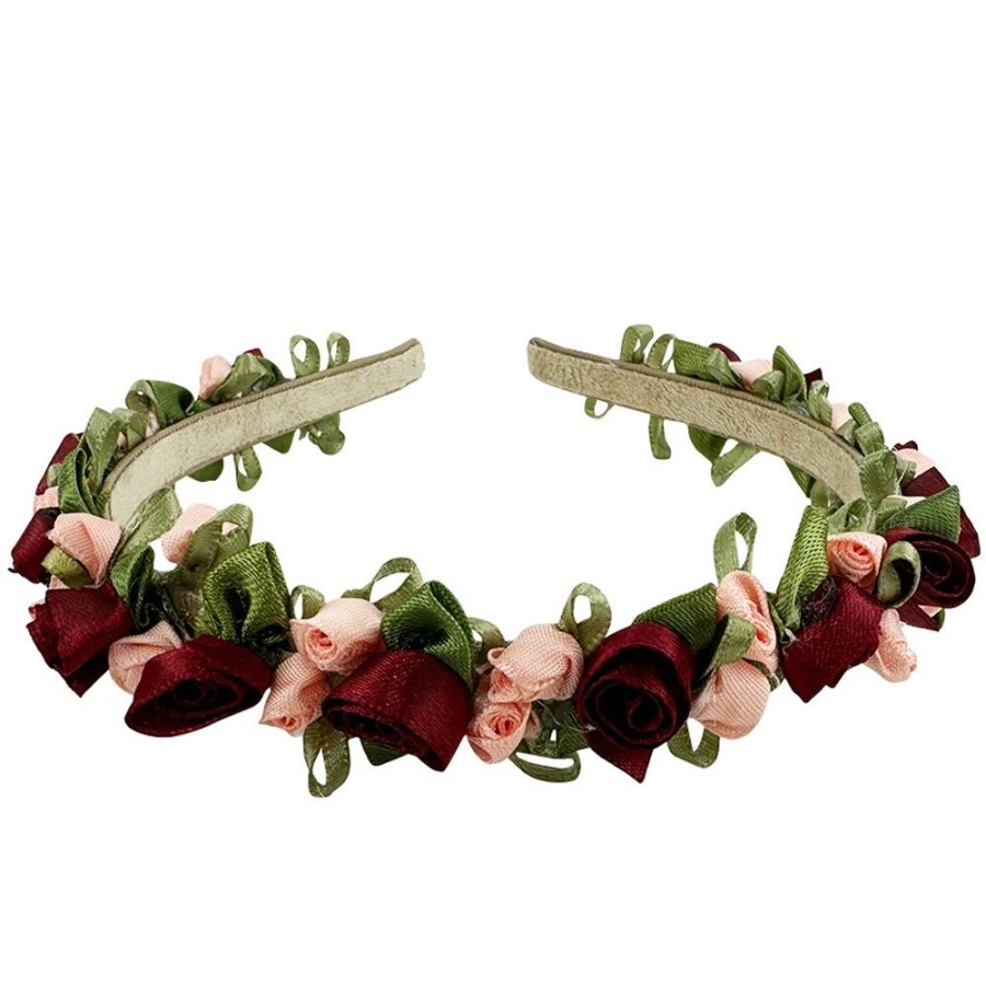 Madchen Trachtenland Hute & Haarschmuck | Blumen Haarreif "Rosalie" Mit Rosenbluten | Rot