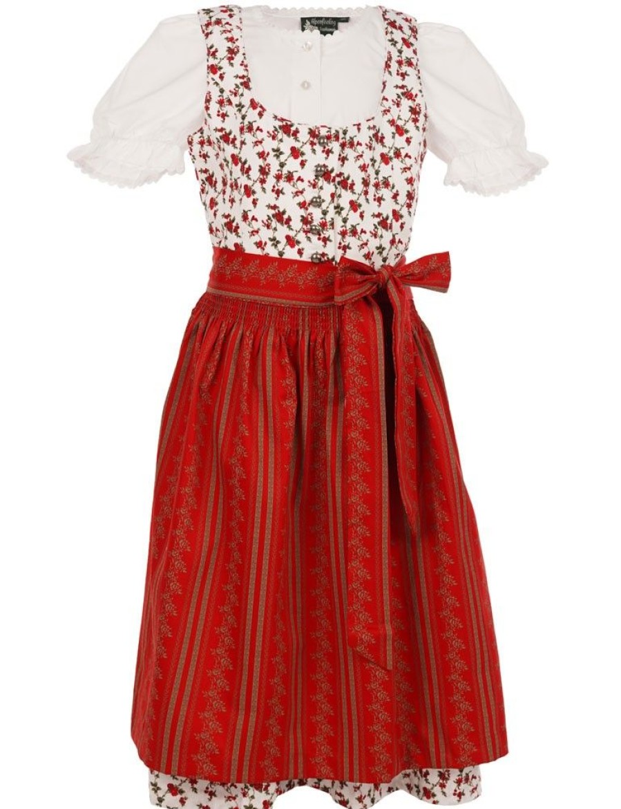 Madchen Maddox Dirndl | Maddox Kinder Dirndl "Elli" 3-Tlg. | Blumchen Weis Rot