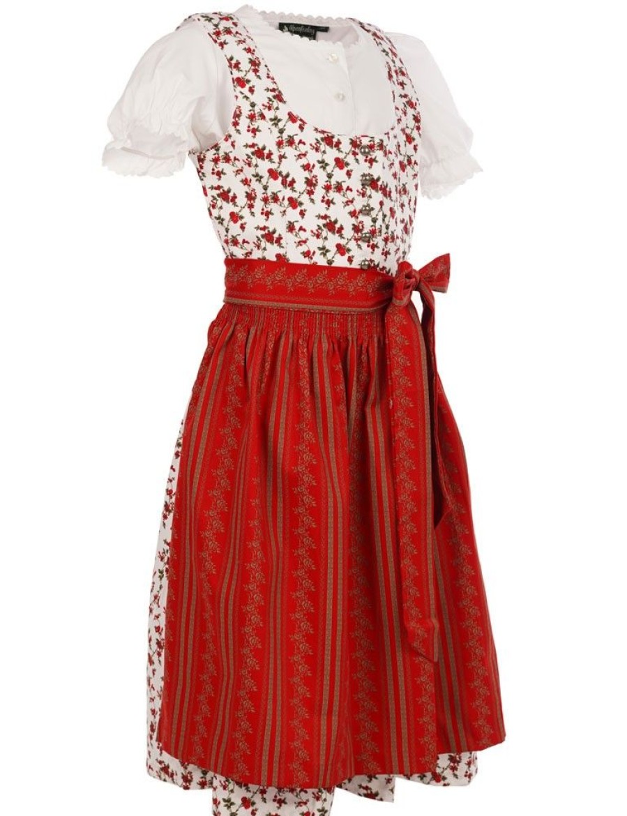 Madchen Maddox Dirndl | Maddox Kinder Dirndl "Elli" 3-Tlg. | Blumchen Weis Rot