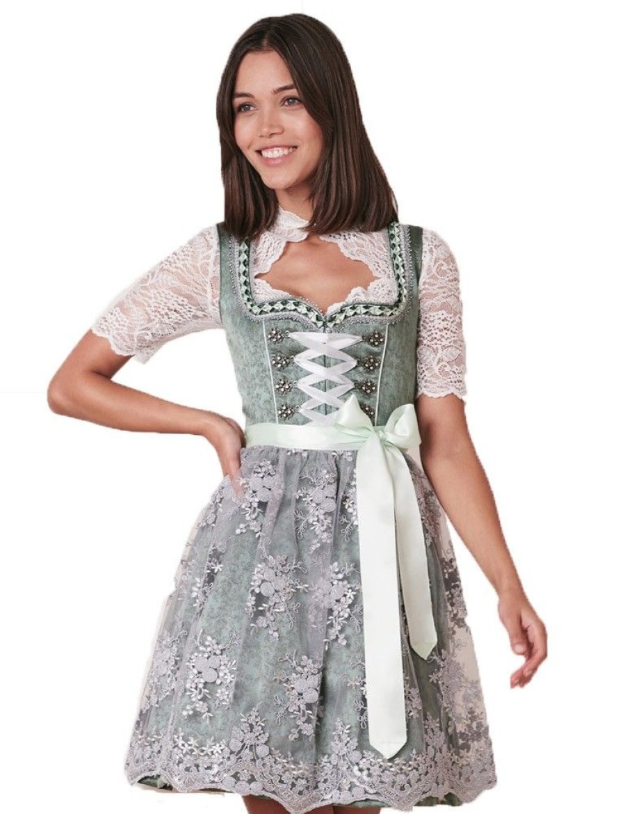 Damen Krüger MADL Dirndl | Kruger Dirndl "Alara" Spitzenschurze 411962 | Grun - 50Cm