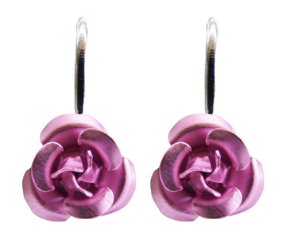 Schmuck Trachtenland | Ohrringe Mit Bunten Rosen Rosa