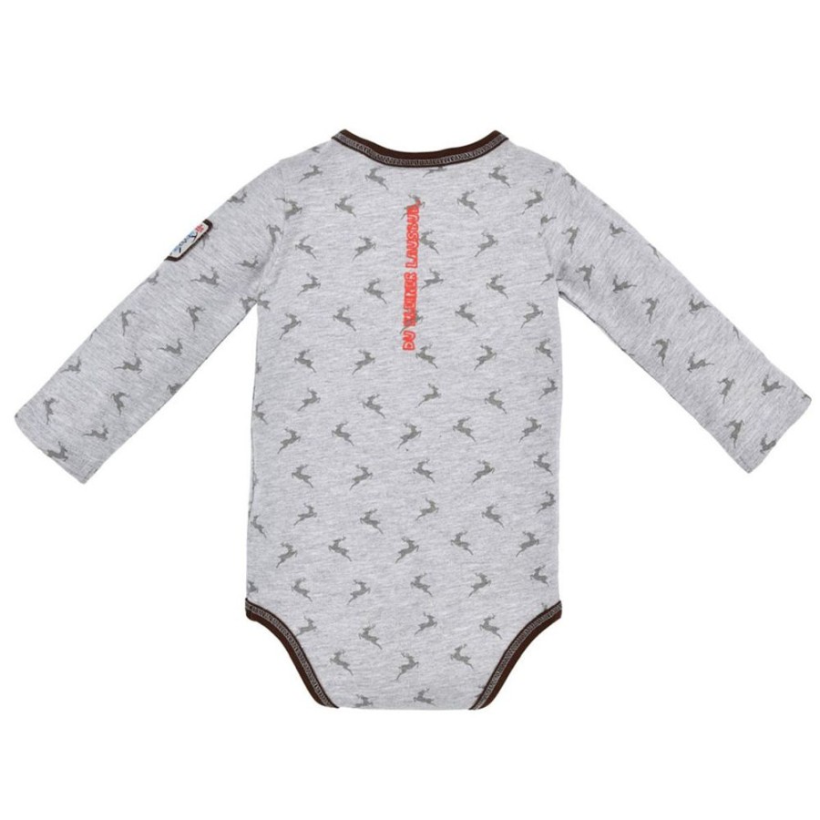 Jungen BONDI Baby Bodys | Bondi Baby Langarm Body "Lausbub" 91582 | Grey Melange