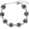 Schmuck Trachtenland | Silbernes Strass Armband Mit Bluten - Lila