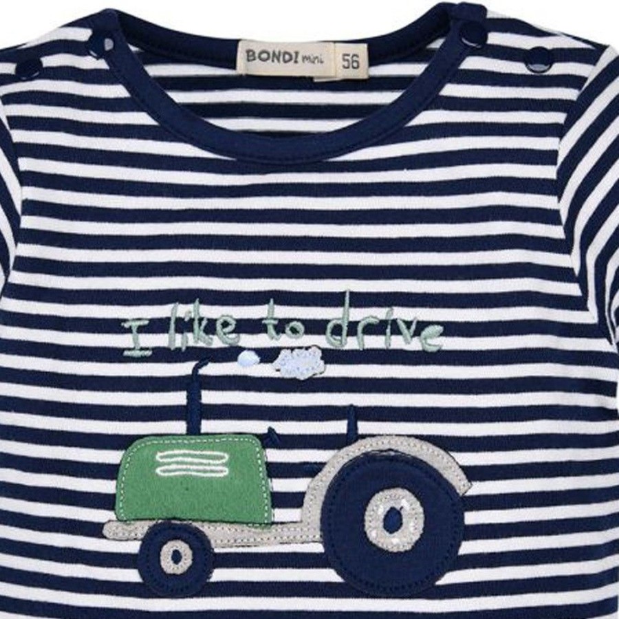 Jungen BONDI Fur´S Baby | Bondi Baby Kleinkinder Langarmshirt "Traktor" 93680 - Navy / Weis | Jungen Pullover