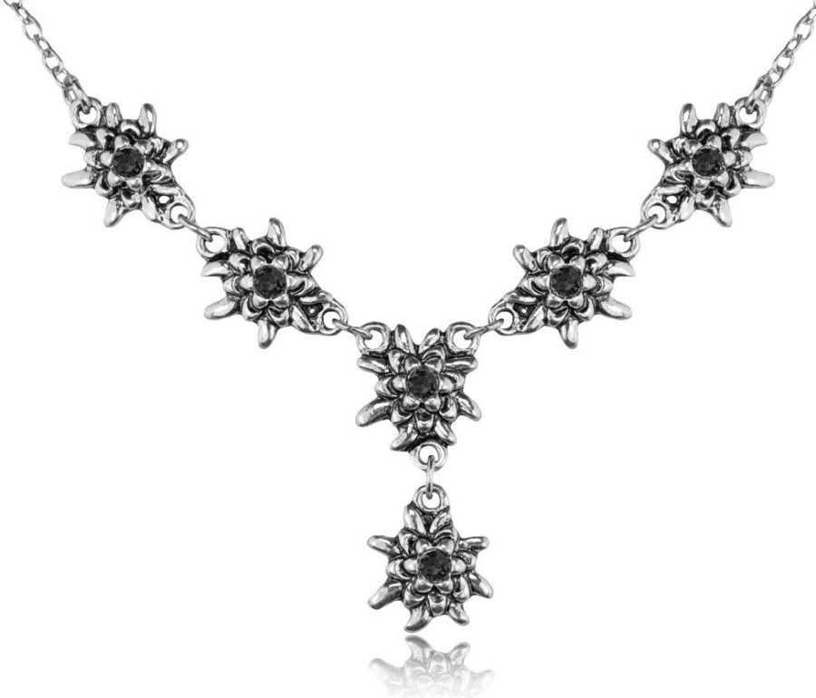 Schmuck LUISIA® | Luisia® Edelweis Collier Emilia Mit Kristallen Von Swarovski® - Jet / Schwarz