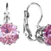 Schmuck Trachtenland | Luisia® Ohrringe Grazia Mit Kronen Anhanger Und Kristall Von Swarovski® - Rosa