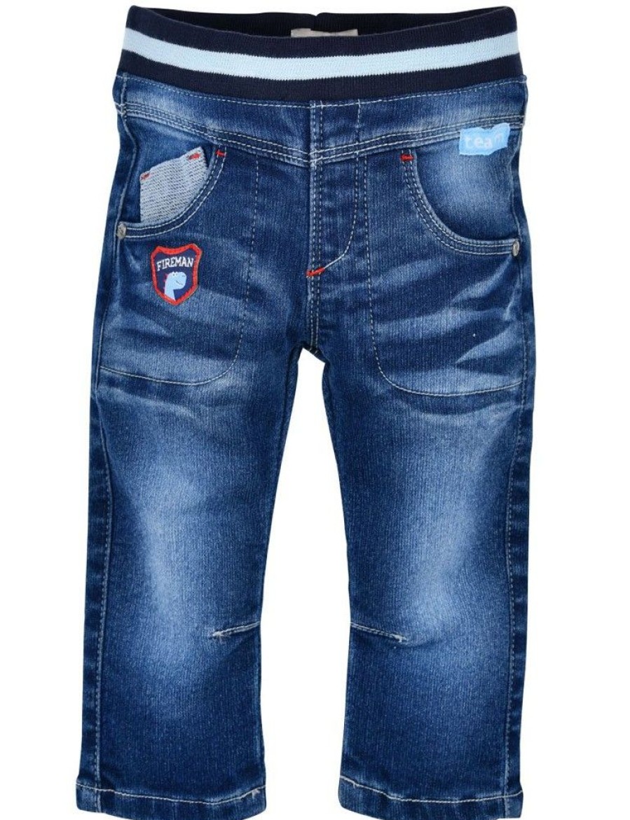 Jungen BONDI Lederhosen | Bondi Lange Jeans "Dino" Fur Jungen 91435 | Baby Kinder Jogg Denim - Blau