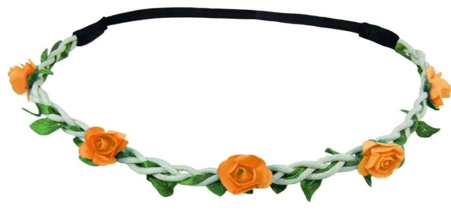 Madchen Trachtenland Hute & Haarschmuck | Blumen Haarband "Bella" Mit Kleinen Rosen | Orange