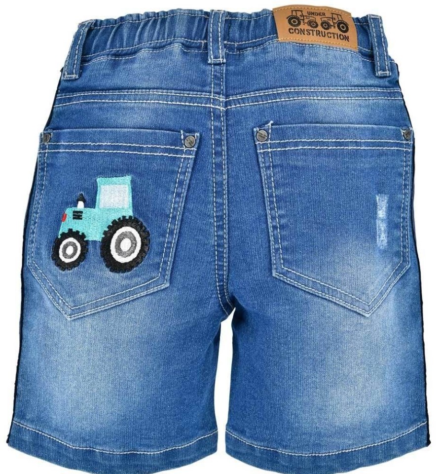 Jungen BONDI Lederhosen | Bondi Jeans Bermuda "Traktor" 33128 Blau | Kurze Hose