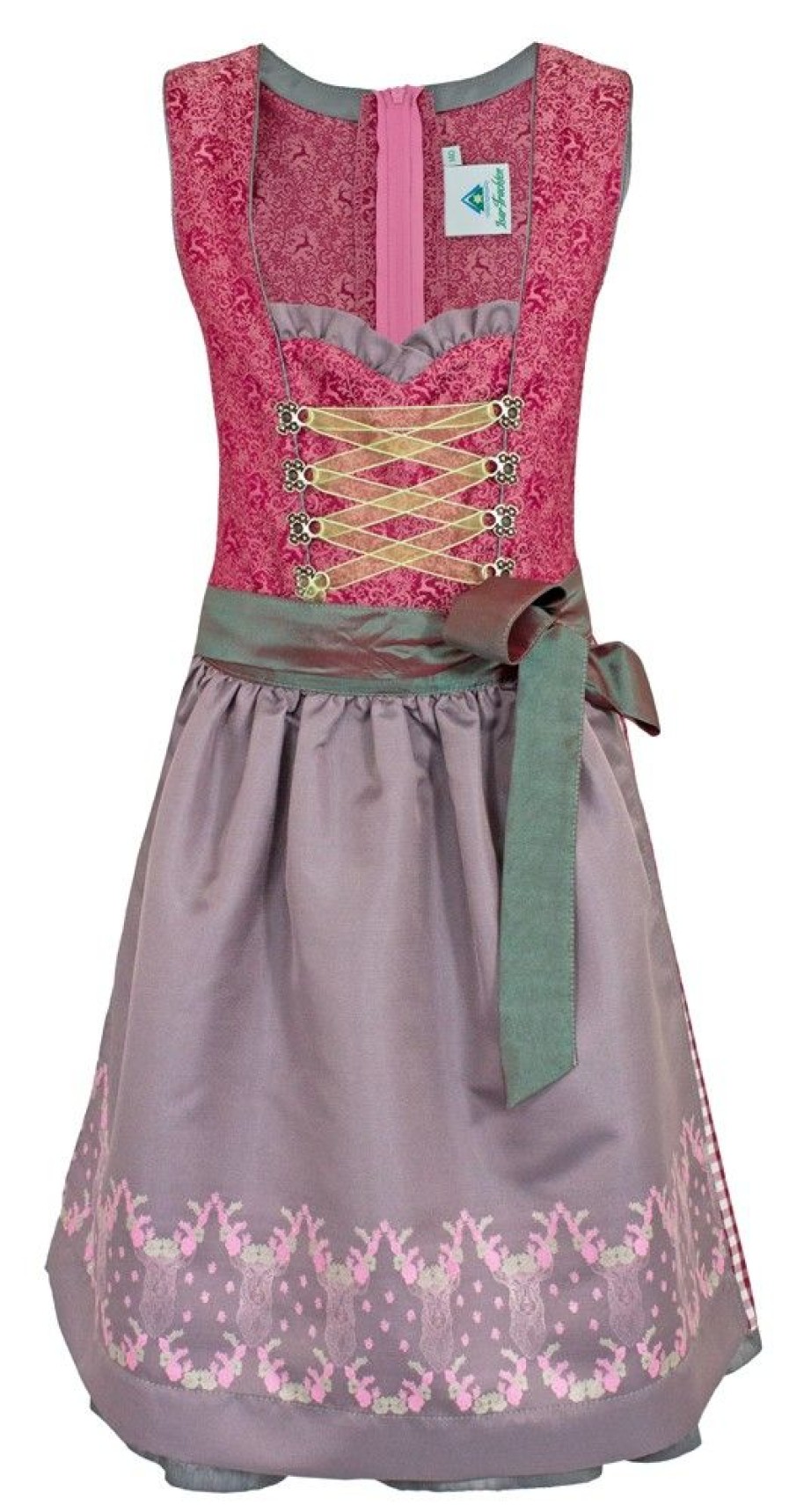 Madchen Isar-Trachten Dirndl | Isar-Trachten Jugend Dirndl "Rabea" | Beere Grau