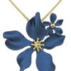 Schmuck LUISIA® Halsketten | Luisia® Halskette Nelia Mit Blumen - 16 Karat Vergoldet Dunkelblau