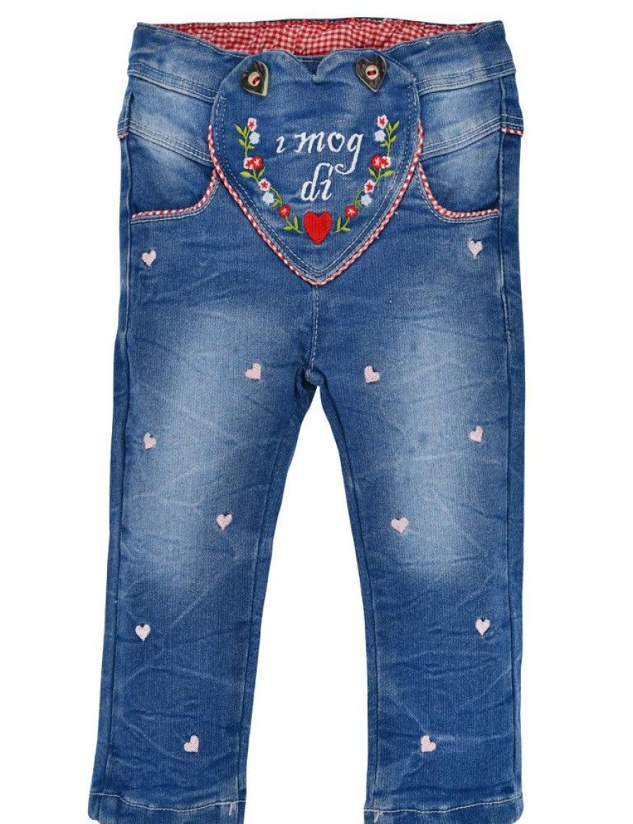 Madchen BONDI Fur´S Baby | Bondi Baby Madchen Trachten Jeans "I Mog Di" Mit Herzen 86565 | Blau