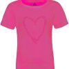 Madchen Isar-Trachten Blusen / Shirts | Isar-Trachten Kinder T-Shirt Mit Strass Herz 52763 - Pink | Madchen Oberteil