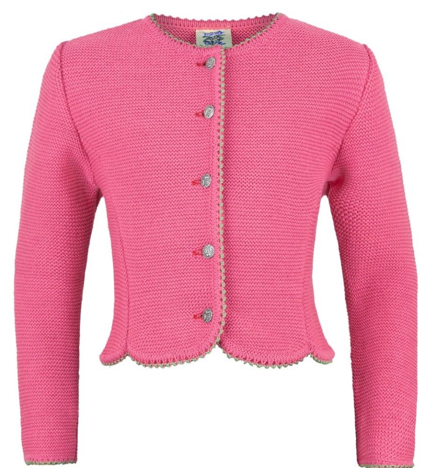 Madchen Isar-Trachten Jacken | Isar-Trachten Kinder Strickjacke "Amy" 47068 | Pink