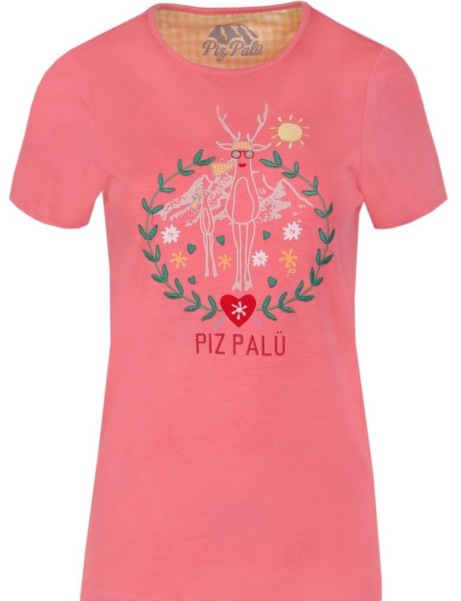 Damen Piz Palü Blusen & Shirts | Piz Palu Damen Shirt "Albaching" Mit Hirsch Motiv | Alpenrose