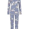 Damen Ringella Nachtwasche | Ringella Langarm Pyjama "Blue Blossom" Fur Damen 2561203 | Jeans Blau