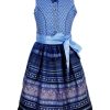 Madchen Isar-Trachten Dirndl | Isar-Trachten Jugend Dirndl "Diana" Hochgeschlossen 63642 | Blau