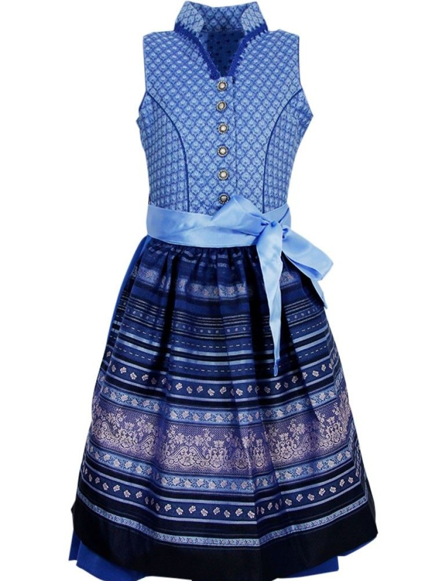 Madchen Isar-Trachten Dirndl | Isar-Trachten Jugend Dirndl "Diana" Hochgeschlossen 63642 | Blau