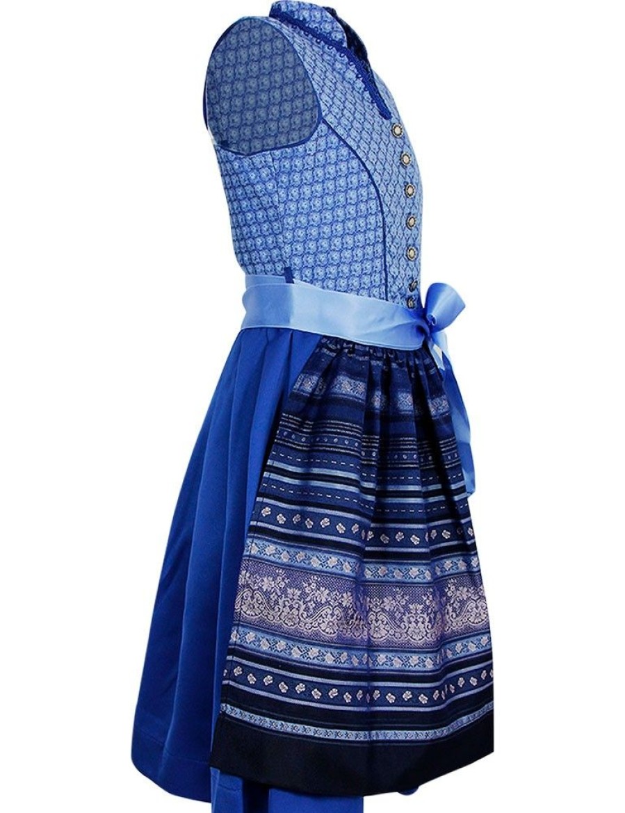 Madchen Isar-Trachten Dirndl | Isar-Trachten Jugend Dirndl "Diana" Hochgeschlossen 63642 | Blau