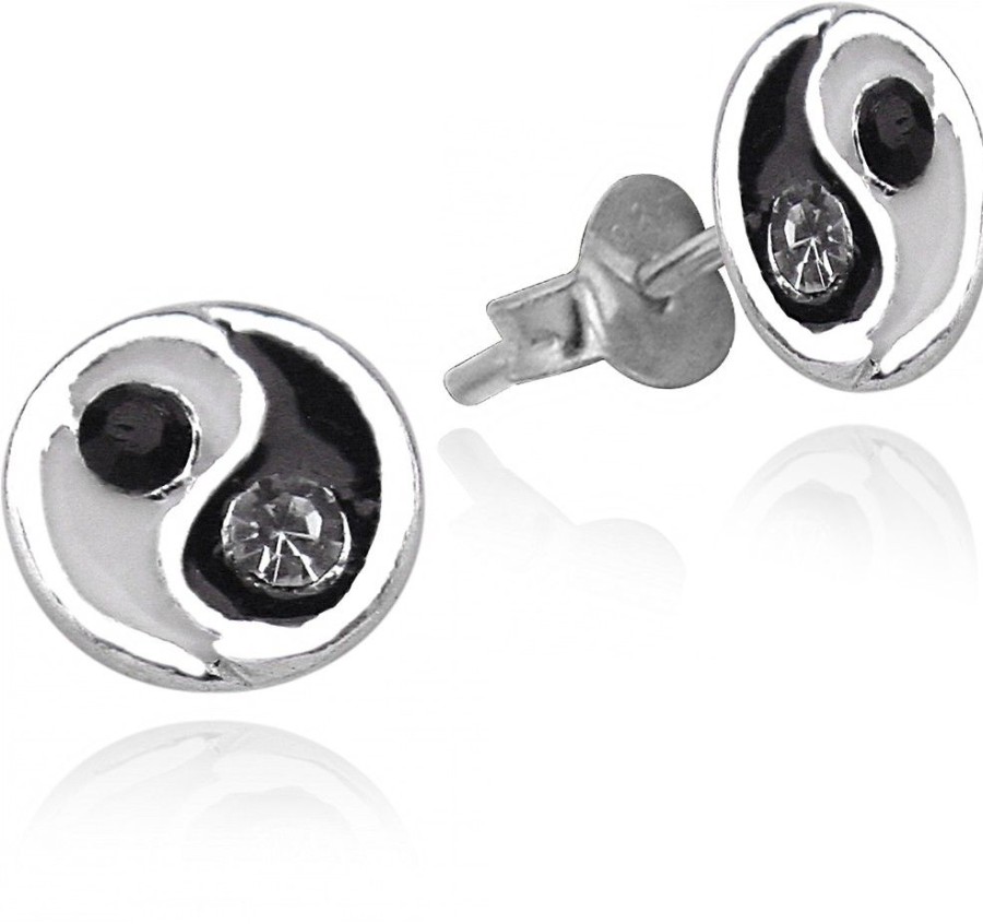 Schmuck LUISIA® | Luisia® Ohrstecker Yin Yang Mit Kristall Von Swarovski® - 925 Sterling Silber