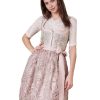 Damen Krüger MADL Dirndl | Kruger Dirndl "Roxana" Spitzenschurze 414365 | Hellgrun Rosa 60Cm