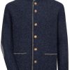 Herren Maddox Janker & Strickjacken | Maddox Herren Trachten Strickjacke "Lautersee" Mit Stehkragen | Indigo Blau