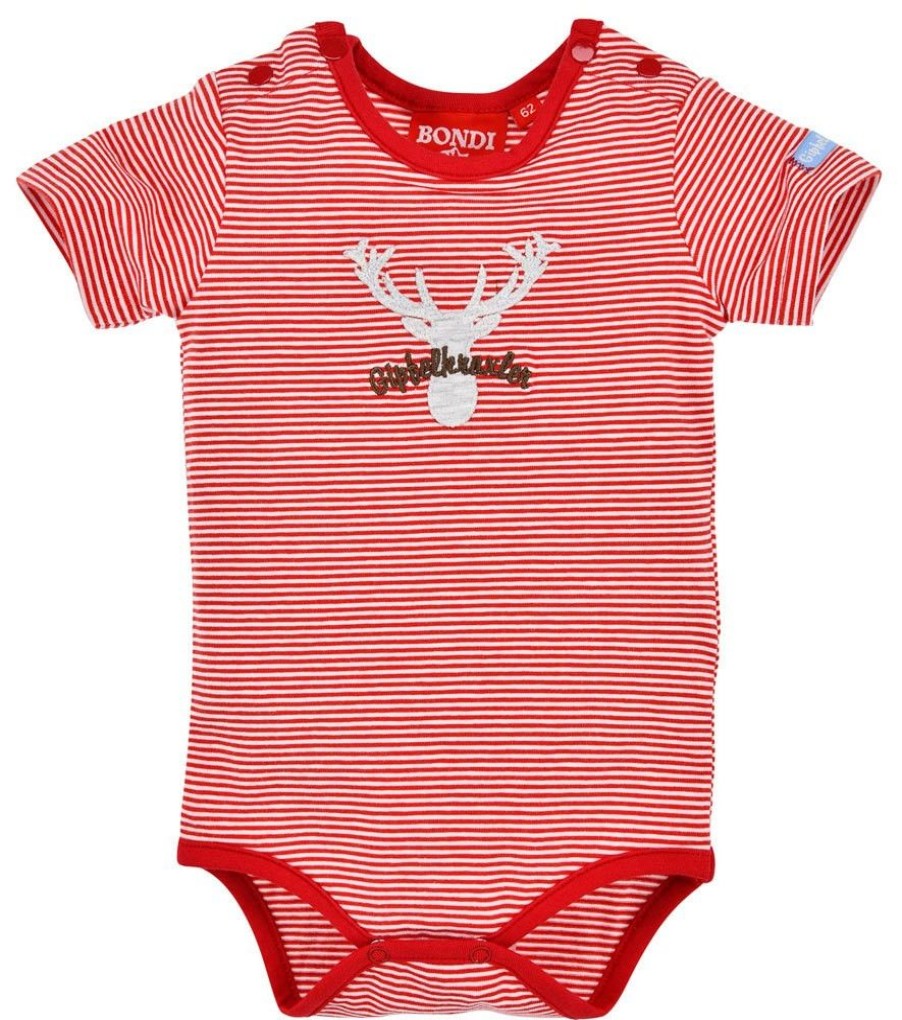 Jungen BONDI Baby Bodys | Bondi Baby Body Unterziehbody "Hirsch" 91379 | Rot / Weis