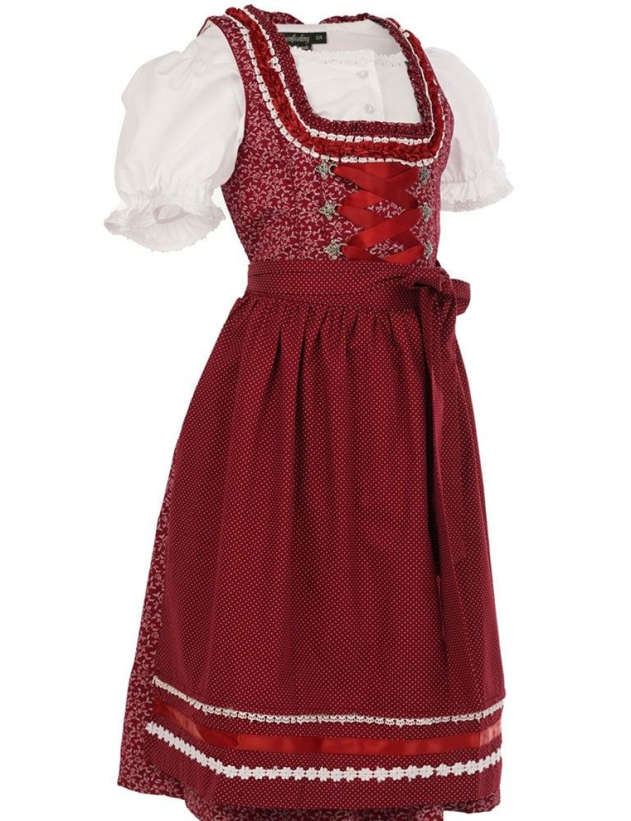 Madchen Maddox Dirndl | Maddox Kinder Dirndl "Elisa" 3-Tlg. | Streublumchen Rot