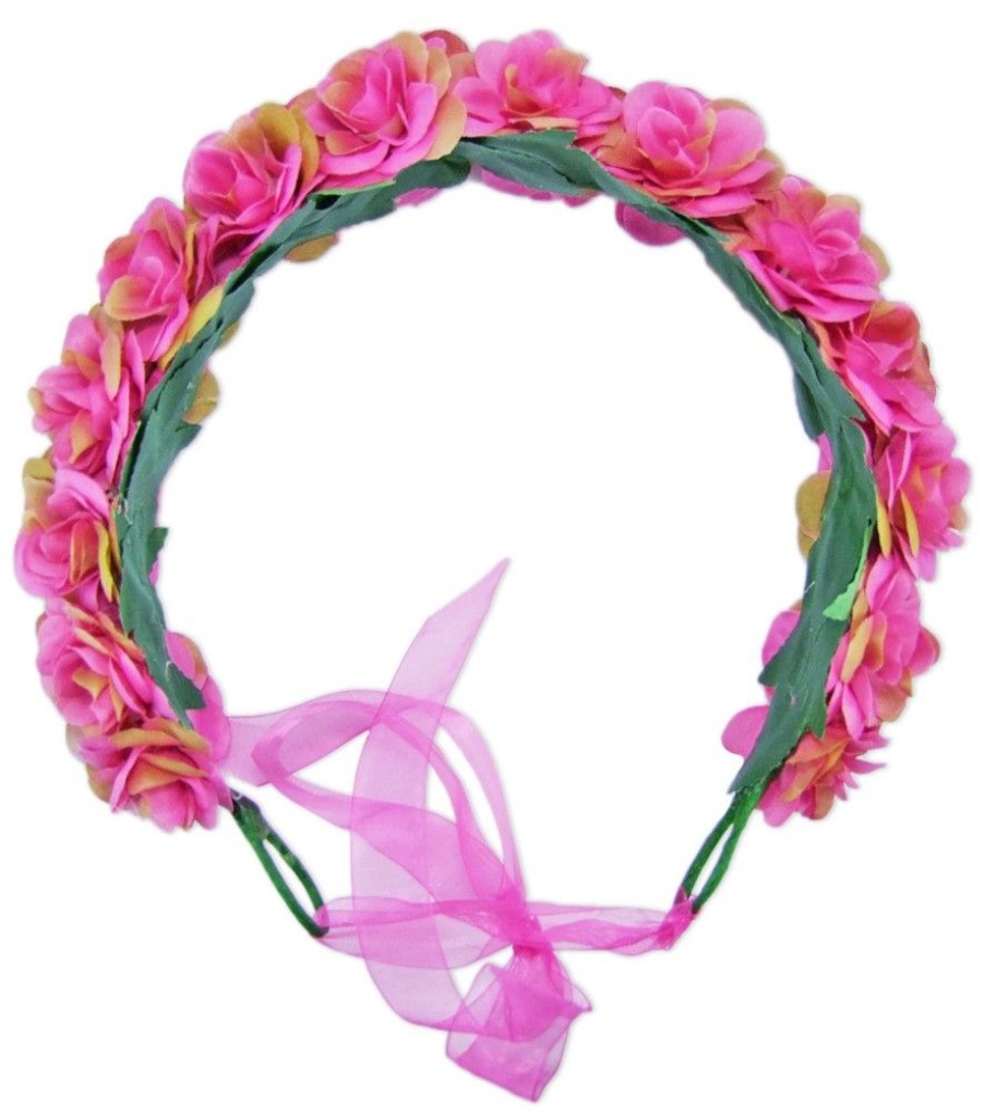 Damen Trachtenland Hute & Haarschmuck | Blumenkranz Zum Binden Mit Rosen - Pink