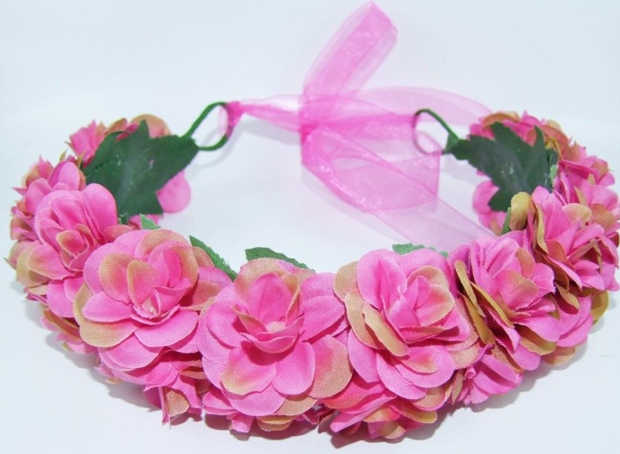 Damen Trachtenland Hute & Haarschmuck | Blumenkranz Zum Binden Mit Rosen - Pink