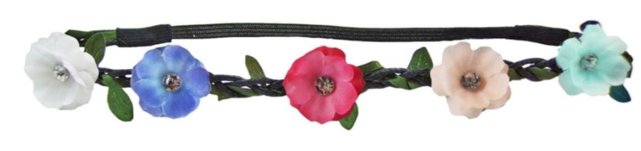 Madchen Trachtenland Hute & Haarschmuck | Blumen Haarband Mit Bluten Und Glitzernden Schmucksteinen Bunt