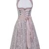 Damen MarJo Dirndl | Marjo Trachten Dirndl "Josefa" Stehkragen 5272865 | Stein Rosa - 58Cm