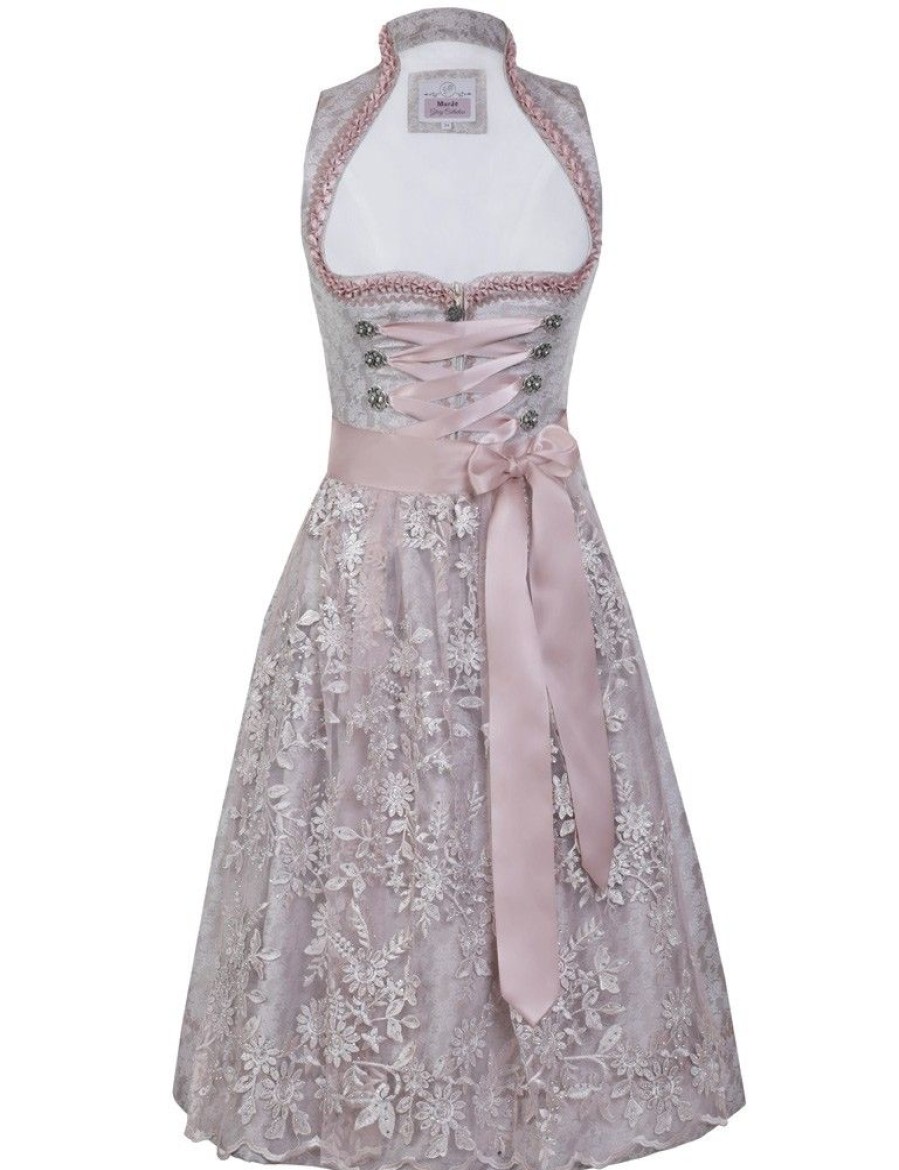 Damen MarJo Dirndl | Marjo Trachten Dirndl "Josefa" Stehkragen 5272865 | Stein Rosa - 58Cm