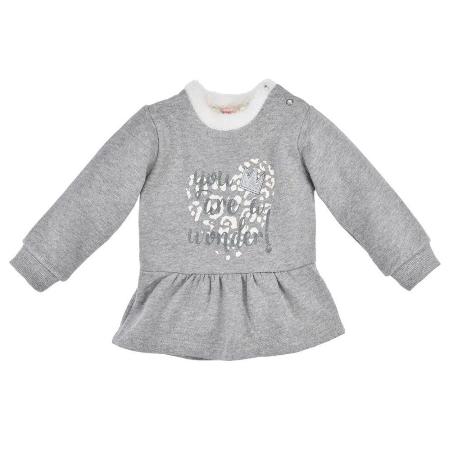 Madchen BONDI Fur´S Baby | Bondi Baby Madchen Sweatshirt "You Are A Wonder" 86630 | Grey Melange