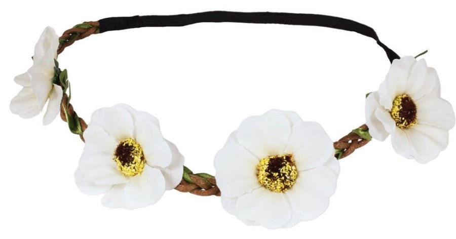 Madchen Wolkenweis Hute & Haarschmuck | Blumen Haarband Mit Anemonen - Creme Weis