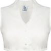 Damen Bergweiss Trachten Blusen & Shirts | Bergweiss Trachten Armellose Damen Dirndlbluse "Kadira" Mit Stehkragen | Ecru