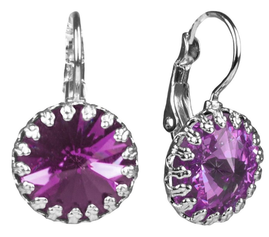 Schmuck LUISIA® | Luisia® Kronen Ohrringe "Vivana" Mit Swarovski® Element | Amethyst - Lila