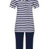 Damen Ringella Nachtwasche | Ringella Damen Pyjama Mit Caprihose "Maritim" 3261224 | Night Blau