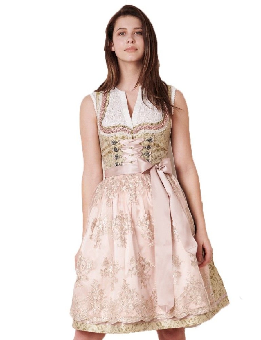 Damen Krüger MADL Dirndl | Kruger Dirndl "Florentina" Spitzenschurze 411364 | Hellgrun - 60Cm