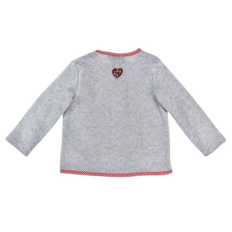 Madchen BONDI Fur´S Baby | Bondi Baby Madchen Fleecejacke "Bambi" 86762 | Hellgrau Rot