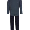 Herren Ringella Nachtwasche | Ringella Langer Herren Pyjama Mit V-Ausschnitt 2241203 - Marine | Schlafanzug