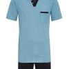 Herren Ringella Nachtwasche | Ringella Herren Shorty Mit Nadelstreifen 2241301 - Blau / Marine | Sommerpyjama