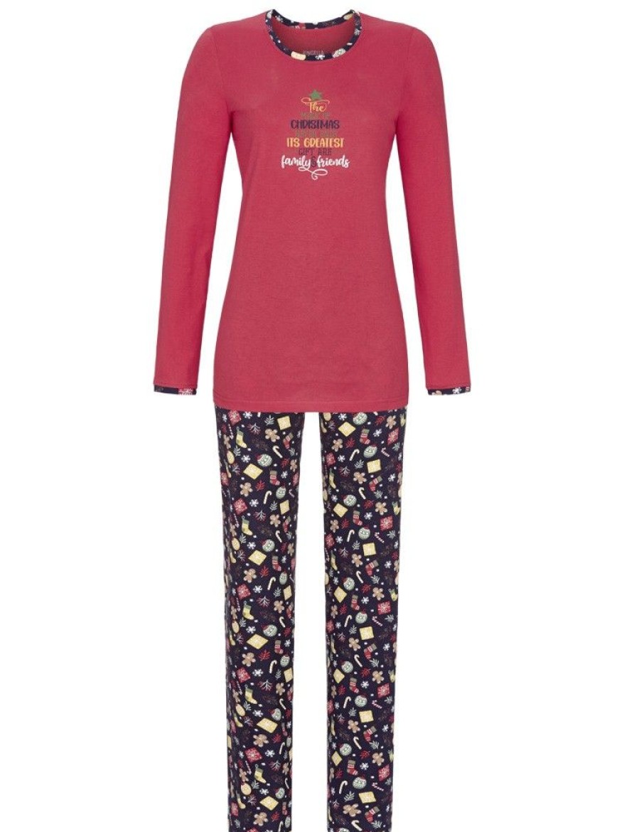 Damen Ringella Nachtwasche | Ringella Damen Langarm Pyjama "Christmas Time" 2511254 | Rot