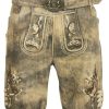 Herren Maddox Lederhosen | Maddox Kurze Herren Lederhose "Kobel" Mit Gurtel | Antik Braun Beige