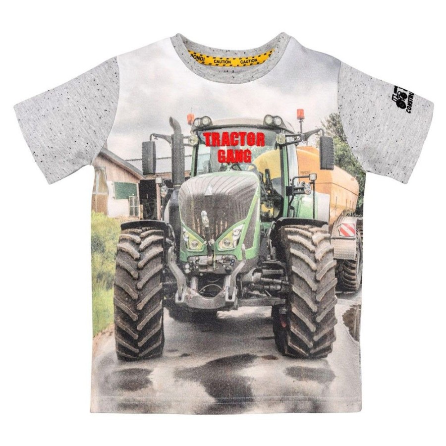 Jungen BONDI Shirts | Bondi Jungen T-Shirt "Traktor-Gang" 33177 | Grey Melange