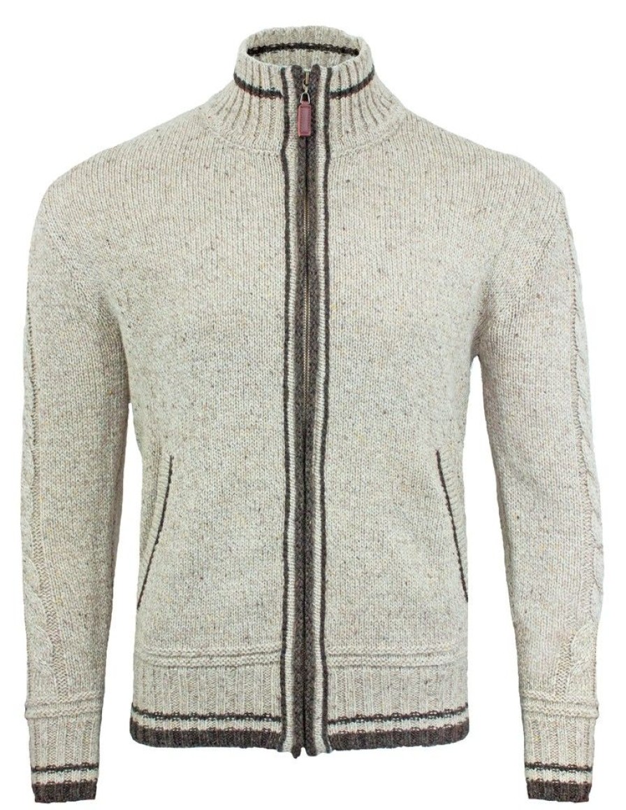 Herren LEKRA Janker & Strickjacken | Herren Trachten Strickjacke Kunz Natur Braun