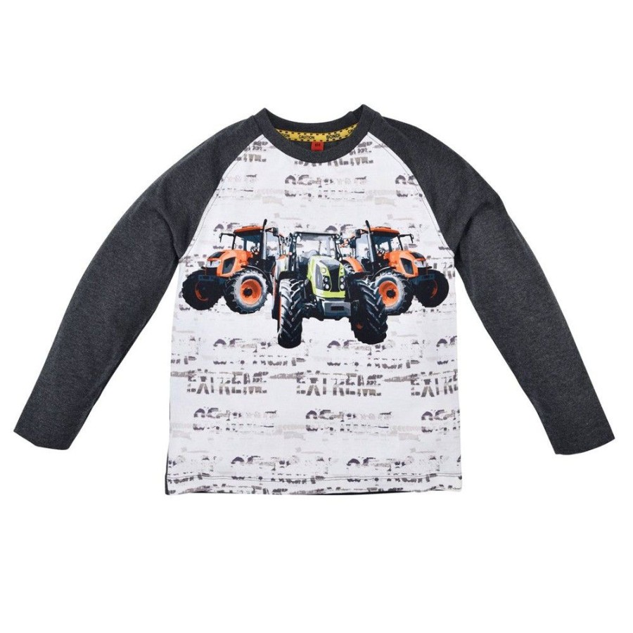 Jungen BONDI Shirts | Bondi Jungen Langarmshirt "Big Wheels" 33164 | Anthrazit Melange