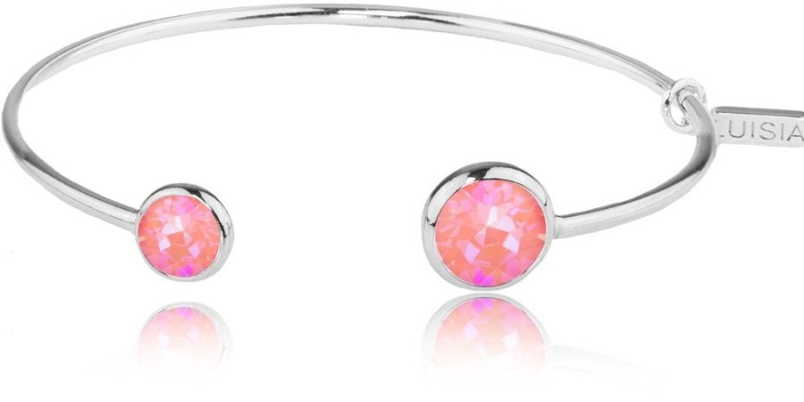 Schmuck LUISIA® | Luisia® Einreihiger Armreif "Fjella" Mit Zwei Kristallen Von Swarovski® - Silber / Lotus Pink Delite